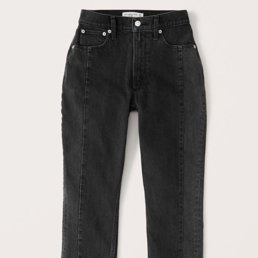 Abercrombie Curve Love Mom High Rise Black Jeans